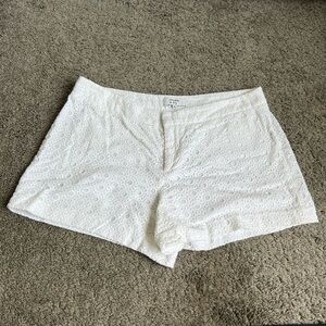 Crown & Ivy White High Waist Eyelet Shorts